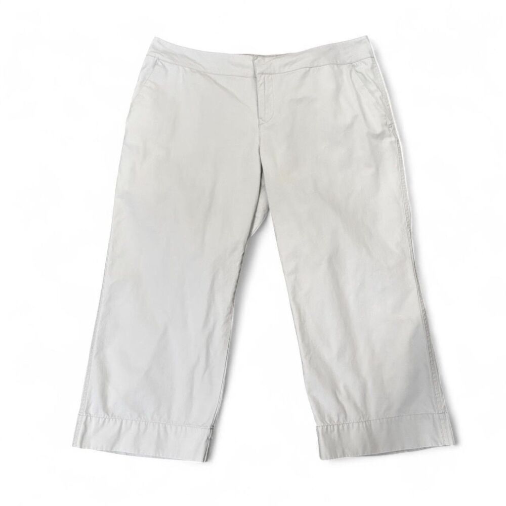 y2K 2003 Old Navy Cream Chino Capri Pants Size 14 Cotton Off-White Mid-Rise Crop